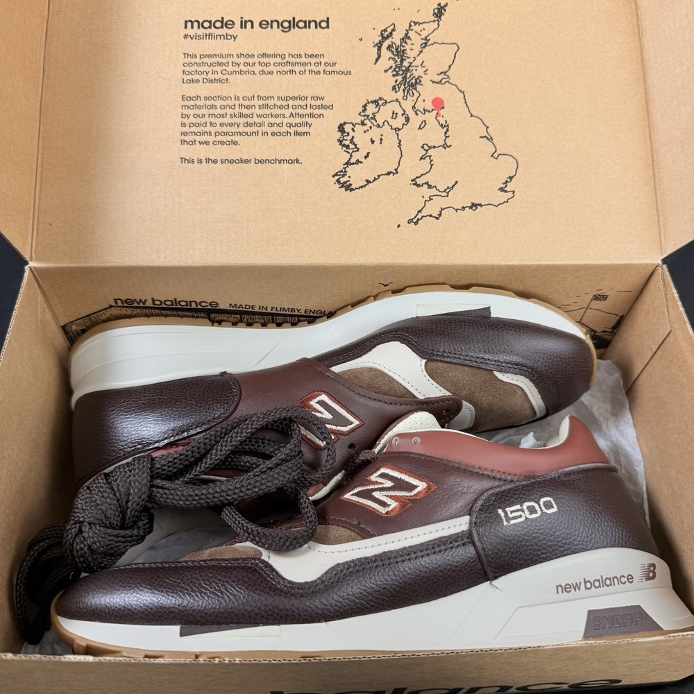 New Balance 1500 Mens 8.5 Brown‎ "French Roast" Made in England Leather M1500GBI - Picture 9 of 11